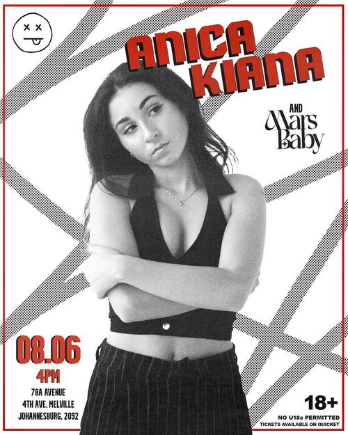 Anica Kiana performing live, Johannesburg concert, South African pop artist on stage, June 2025 music event, Smoking Kills Bar Melville, live music Johannesburg, indie pop singer, Mars Baby opening act, Joburg music scene, local artists performing, vibrant crowd, first live performance, intimate concert venue, South African music event, rising pop star in South Africa, Joburg ETC