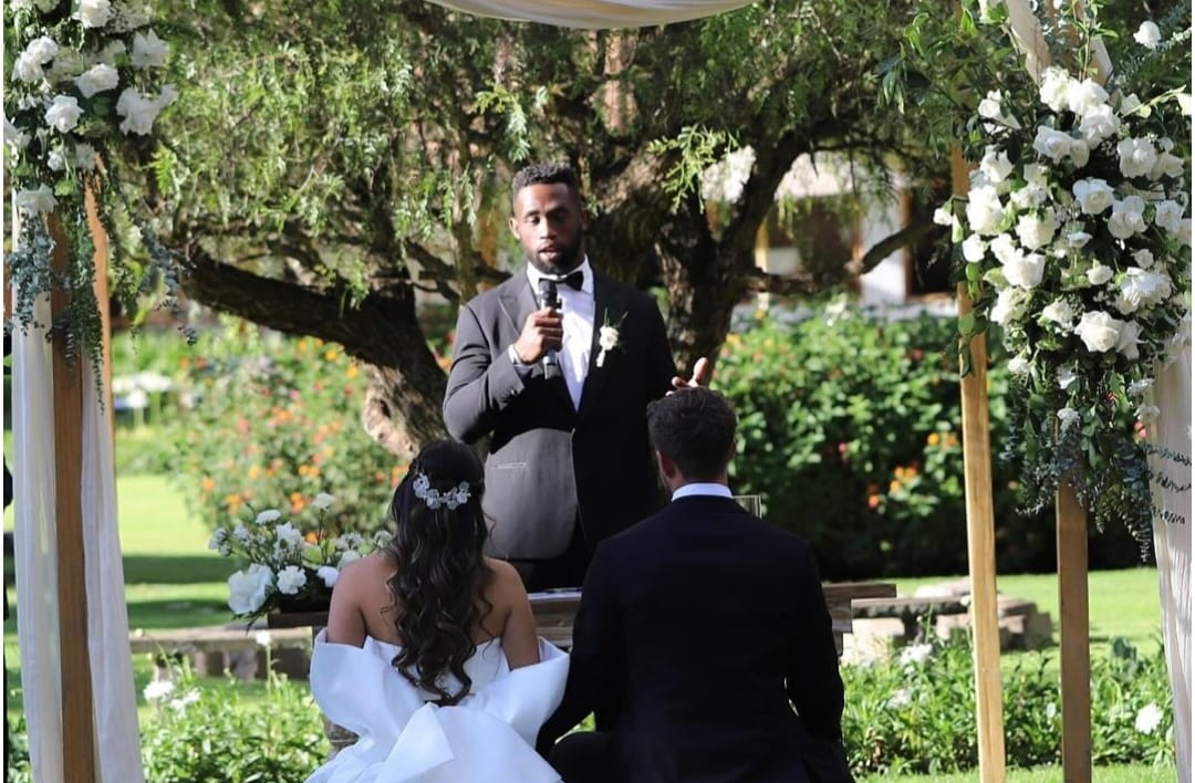 Siya Kolisi, Springbok captain, Minister of Enjoyment, Peru wedding, Nicholas Holton, Kolisi dancing, South African celebrities, Grey High School, Zwide, Waka Waka dance, Kolisi Instagram, South African culture, Kolisi in Cusco, rugby lifestyle, Kolisi friendship, Kolisi travels, Showmax Rise, Kolisi and Holton, South African flair, celebrity weddings, Joburg ETC