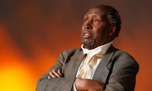 Ngũgĩ wa Thiong’o, Kenyan author, literary giant, African language advocate, photographed at a book event, known for Weep Not, Child, Devil on the Cross, exiled writer, freedom of expression, anti-colonial voice. Image shows Ngũgĩ later in life, seated with books, calm expression, representing decades of African literature, resistance, and storytelling. A major influence on African writers, celebrated across the continent, remembered for promoting Kikuyu language in fiction, and challenging both colonial and post-independence oppression. Suitable for articles on African literature, pan-African identity, cultural icons, author tributes, and modern African history, Joburg ETC