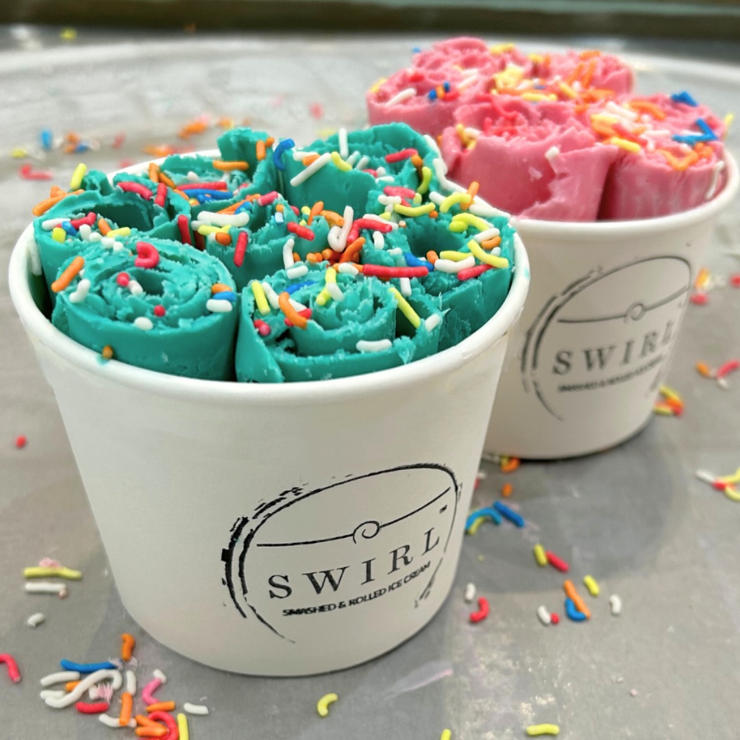 Swirl Ice Cream, rolled ice cream, smashed ice cream, Johannesburg desserts, fresh ice cream, customizable toppings, family-friendly, sweet treats, ice cream shop Joburg, unique desserts, interactive dessert, creative flavours, South Africa food, Joburg ETC