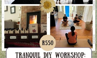 Tranquil Touch DIY Workshop, Parkhurst self-care event, women’s mindfulness workshop Johannesburg, essential oil bath scrub making, gentle yoga and meditation, high tea and bubbly, Joburg ETC