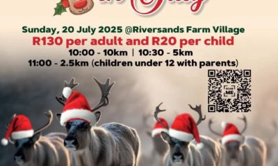 Christmas in July Fun Run, Midrand trail walk, Riversands Farm Village run, family fitness event July, dog-friendly trail walk, charity run Johannesburg, festive outdoor activities, Secret Santa event, Johannesburg running events, Joburg ETC