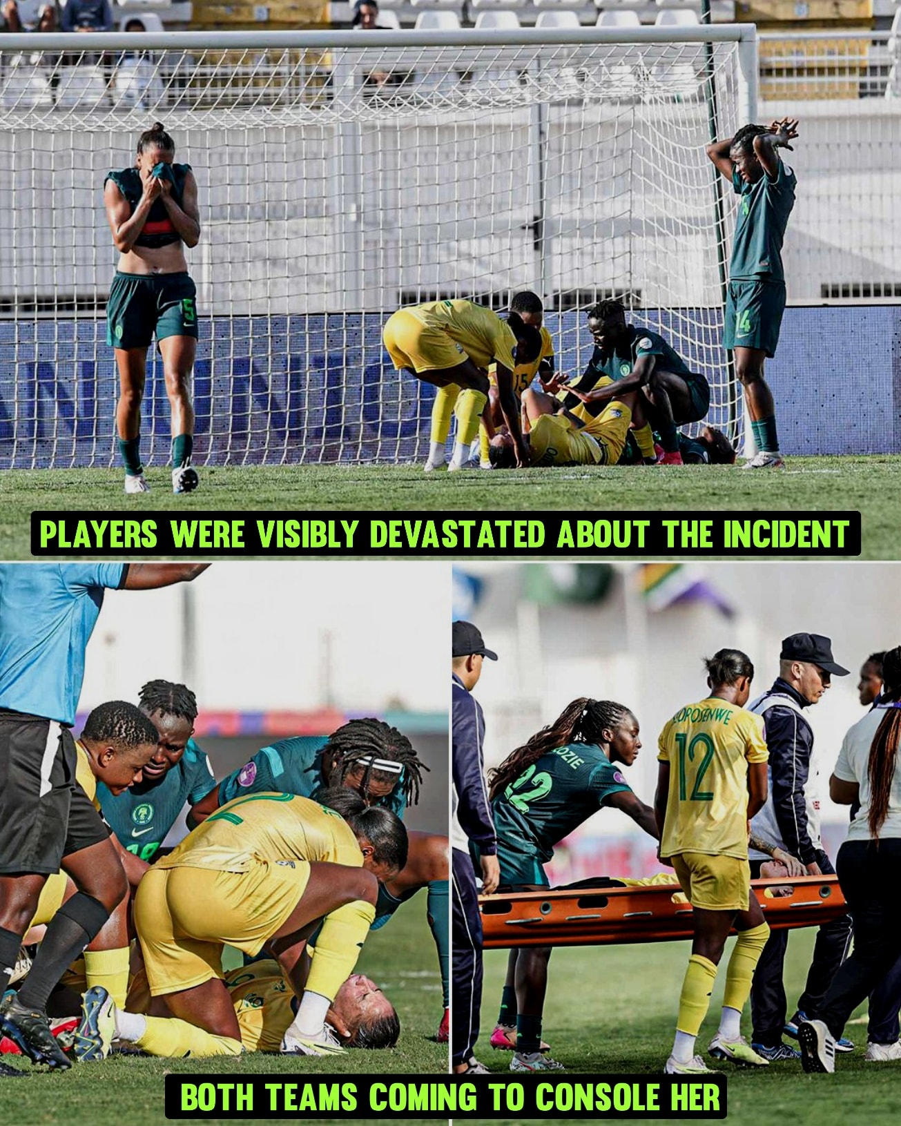 Nigeria beats South Africa women, WAFCON semi upset injury, Banyana Banyana midfielder hurt, Casablanca football incident, social media support Salgado, SAFA President message, African women’s football, Joburg ETC