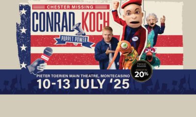 Chester Missing, Puppet Power live show, Conrad Koch comedy, Montecasino theatre, Johannesburg July events, South African satire, puppets on stage, DJ Hoodie puppet, comedy tour South Africa, Joburg ETC