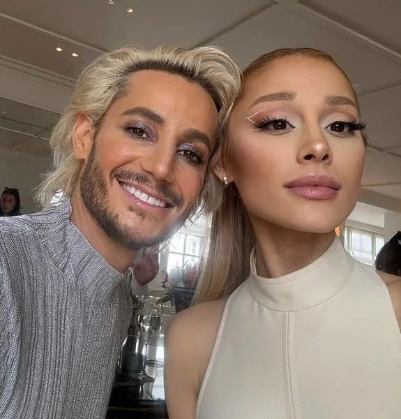 Ariana Grande singing with Frankie Grande, Hotel Rock Bottom remix cover art, sibling collaboration in studio, pop and Broadway crossover, Joburg ETC
