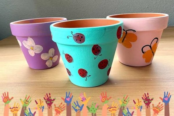 Children painting pots 44 Stanley, July school holiday workshops Joburg, kids paint and sip style event, art classes for children Johannesburg, Studio Artwave event for kids, creative classes in Parktown, Joburg ETC