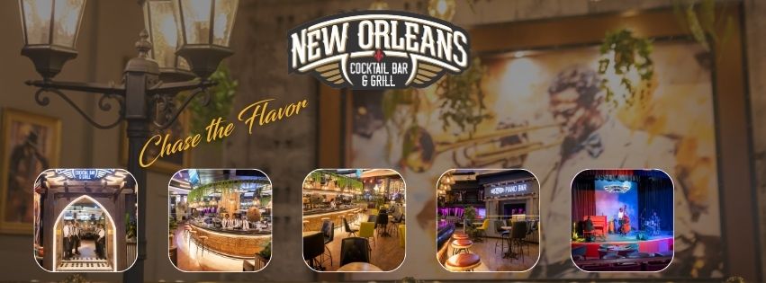 New Orleans Carnival City restaurant, jazz and Amapiano music, Gauteng nightlife, rib eye steak, fresh oysters, live music Johannesburg, flatbread with kebabs, Joburg ETC