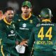 Keshav Maharaj celebrating five wicket haul, Proteas spinner, ODI cricket, world number one bowler, South Africa versus Australia, Joburg ETC