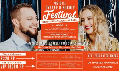 Pretoria Oyster and Bubbly Festival, fresh oysters in Pretoria, Casa Toscana Lodge event, bubbly tastings South Africa, food and drink festivals Gauteng, live music Pretoria events, VIP food experiences, Joburg ETC