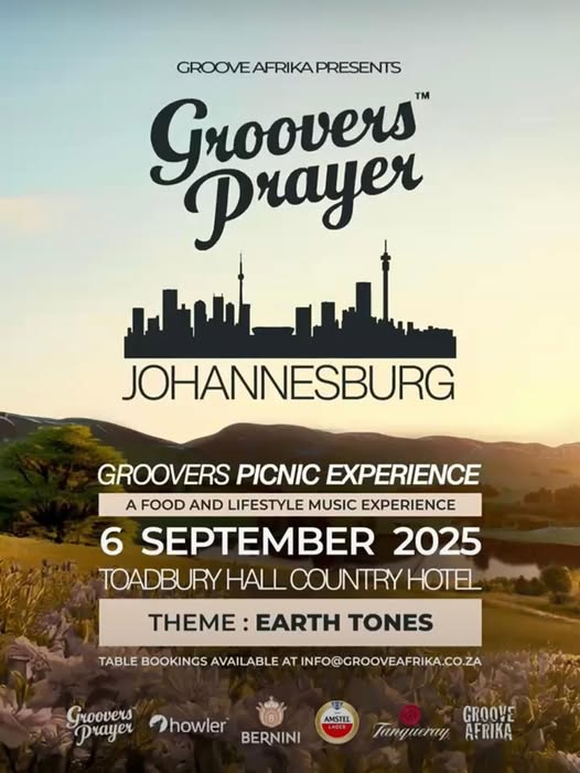 Groovers Prayer Picnic 2025, Toadbury Hall gardens, Lanseria outdoor event, spring music festival Gauteng, picnic blankets live music, gourmet baskets Johannesburg, Joburg ETC