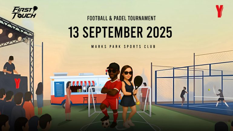 First Touch Johannesburg, diski tournament Emmarentia, 5-a-side football Joburg, padel sport Johannesburg, Marks Park sports grounds Joburg, DJs and artists Joburg event, YFM First Touch tournament 2025, Joburg ETC