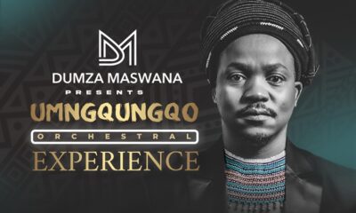 Dumza Maswana performing Johannesburg, Umngqungqo Orchestral Experience stage, Market Theatre concert 2025, African royalty theme music, Sakhile Simani conductor orchestra, traditional uhadi instrument South Africa, Joburg ETC