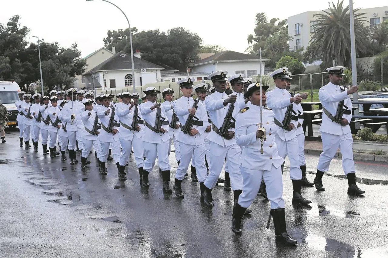 South African Navy officers, passing out parade Gordon’s Bay, naval college South Africa, Vice Admiral Monde Lobese speech, Captain Judy Gail Rustin-Patric address, proud military families South Africa, naval training tradition South Africa, Joburg ETC