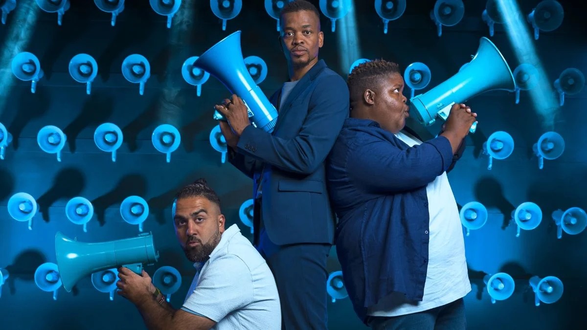 The F-Show Showmax, Mpho Popps comedy South Africa, Sanlam financial literacy show, Khanyisa Bunu stand-up, Vafa Naraghi performance, laughing about money South Africa, comedy financial lessons, Joburg ETC