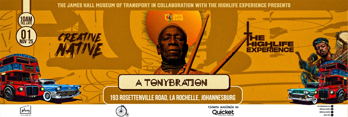 A Tonybration festival Johannesburg, Creative Native Motor Show, The Highlife Experience, Tony Allen tribute, African music festival, vintage cars display, James Hall Museum of Transport, Joburg ETC