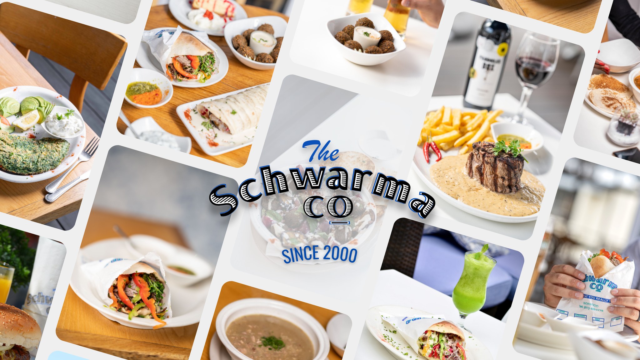 The Schwarma Co Norwood, pita and laffa wraps, lamb schwarma, falafel and haloumi, meze platters, upstairs sports bar, party venue, online ordering special, Joburg ETC