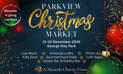 Parkview Christmas Market Johannesburg, George Hay Park, festive lights Joburg, local Christmas shopping, Nicarela Charity, food stalls and live music, family Christmas event, Joburg ETC