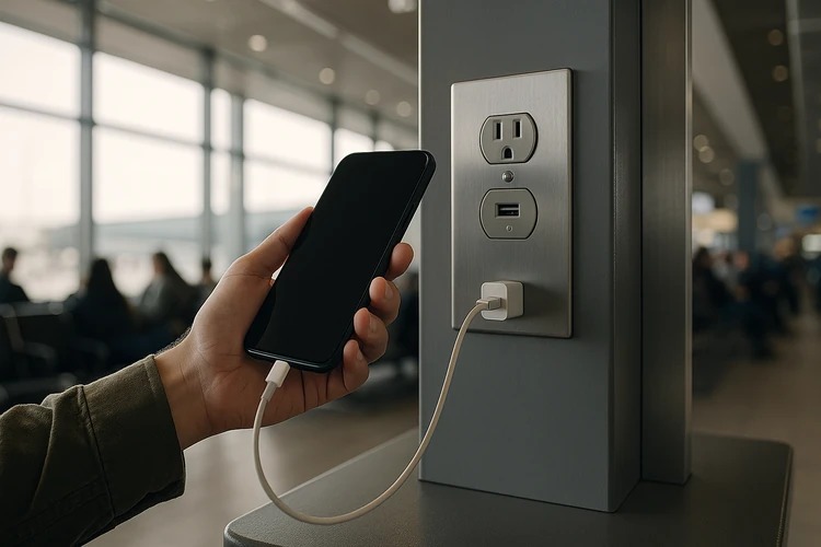 public usb charger safety South Africa, juice jacking risks, cybersecurity tips for travellers, device protection advice, safe charging practices, Joburg ETC