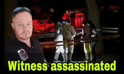 CCTV still frame, Brakpan night scene, security camera footage, South African whistleblower shooting, residential street, Police car at crime scene, Brakpan home exterior, investigation scene in Gauteng, South African law enforcement, Joburg ETC