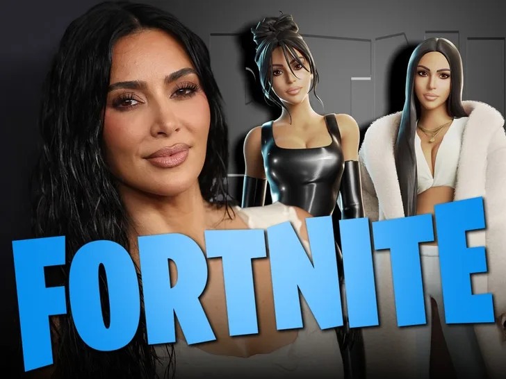 Kim Kardashian Fortnite skin, Fortnite Icon Series Kim Kardashian, Diamond Drop emote, Slurp the Internet emote, celebrity gaming crossover, Joburg ETC