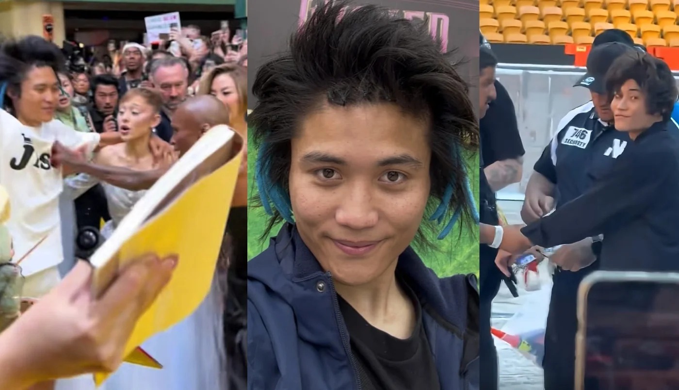 Joburg ETC, Pyjama Man ejected from Lady Gaga concert, Johnson Wen removed by security at Brisbane gig, Lady Gaga concert security incident 2025, Concert crowd reaction booing celebrity intruder