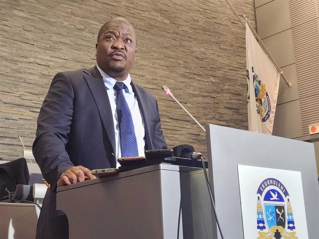 Ekurhuleni council chamber, chemical toilets Gauteng, municipal audit report, Nkosindiphile Xhakaza mayor, forensic investigation South Africa, Joburg ETC