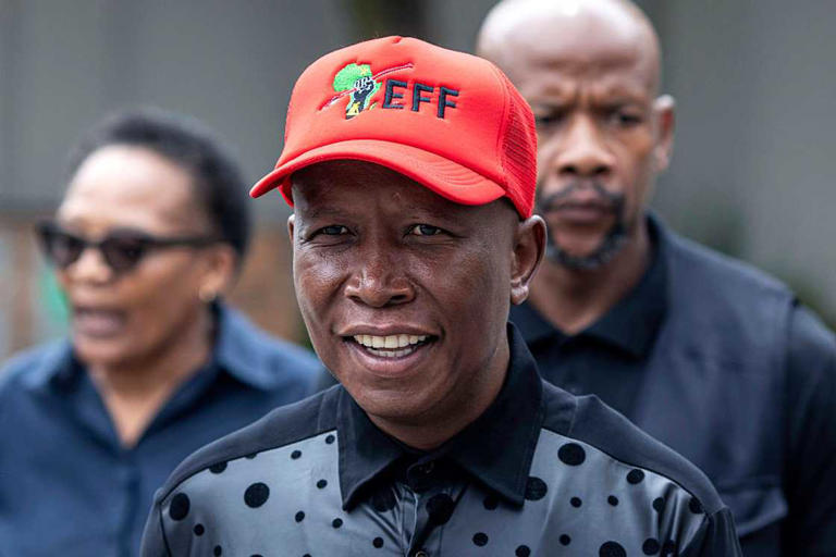 Julius Malema speech South Africa, Julius Malema dashcam comments, EFF rally red berets, South African roadblock traffic stop, dashboard camera inside vehicle, South African politics viral video, Joburg ETC