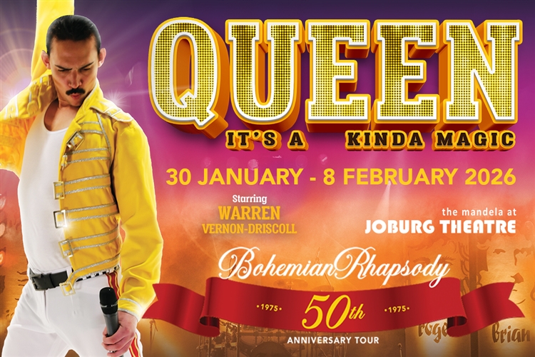 Queen tribute show Johannesburg, Queen its a kinda magic live, Mandela Theatre Joburg concert, Freddie Mercury tribute performance, live rock show Joburg, Joburg Theatre events, Queen music live South Africa, international tribute band Queen, Joburg ETC