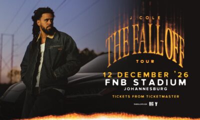 J Cole The Fall Off Tour 2026 poster, J Cole live concert stage, FNB Stadium Johannesburg concert, J Cole world tour dates 2026, hip hop stadium tour South Africa, J Cole performing live arena show, The Fall Off album 2026 cover art, Joburg ETC