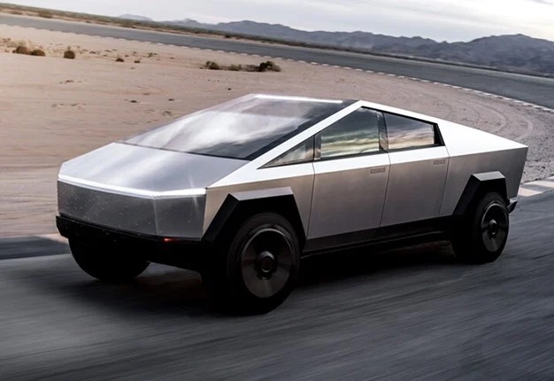 Tesla Cybertruck South Africa, Cybertruck OR Tambo Airport, electric bakkie South Africa, Tesla Cybertruck flatbed transport, stainless steel Cybertruck body, Cybertruck right hand drive conversion, Tesla EV South Africa, futuristic bakkie design, Joburg ETC