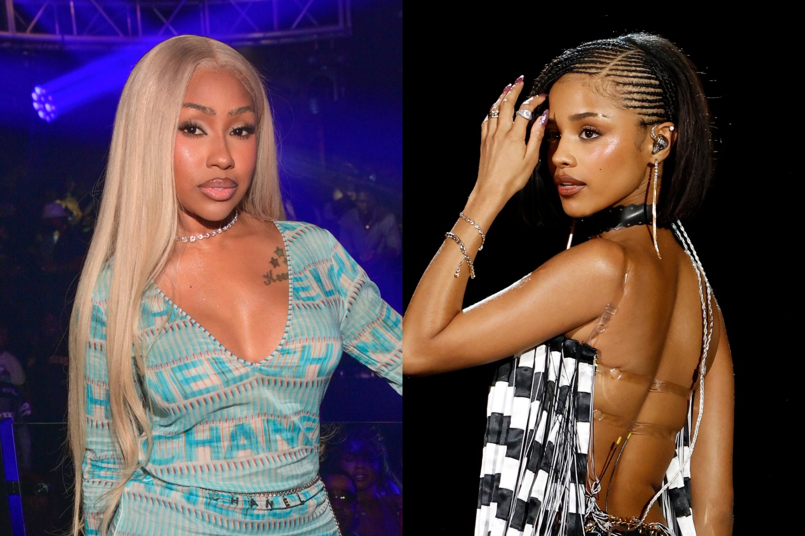 Tyla dancing Tea Time, Tyla Chanel single performance, Yung Miami Tea Time promotion, Tyla Yung Miami social media interaction, A Pop princess Tyla video, South African singer Tyla 2026, Chanel song controversy Tyla, Yung Miami repost Tyla video, Joburg ETC